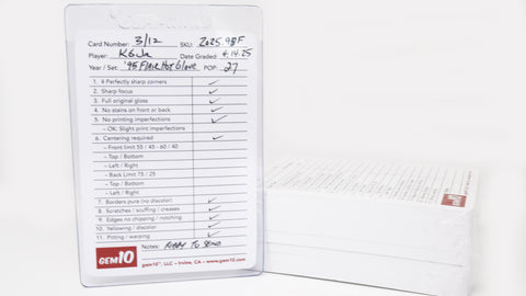 Gem10®️ Sport and Trading Card Grading & Scoring Cards – 100-Pack for Semi-Rigid Holders