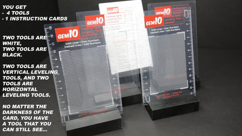 Gem10®️ Sport and Trading Card Leveling Tools (Horizontal and Vertical, Black and White Print)