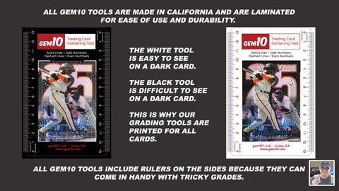 The Gem10®️ Sport and Trading Card Centering Tools (White and Black)